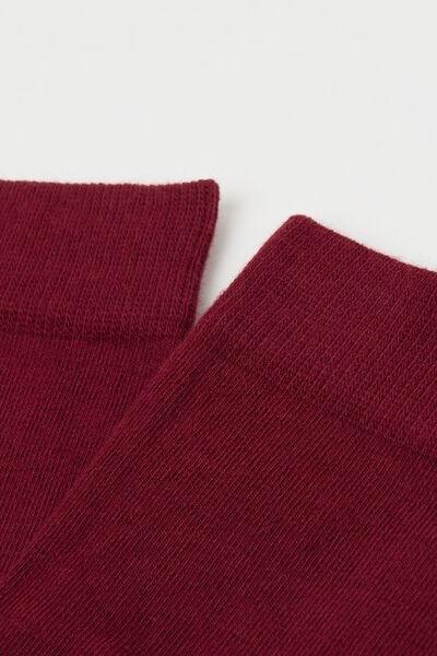 Red Long Cotton Socks, Dark Red, large image number 1