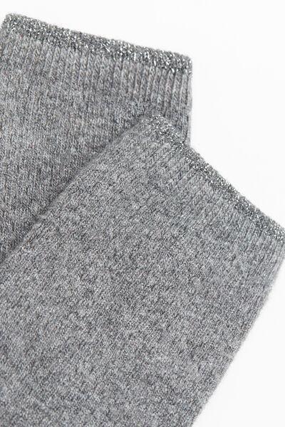 Grey Openwork Wool Long Socks, , large image number 1