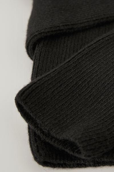 Black Openwork Wool Over-The-Knee Socks, 5501_9549, large image number 2