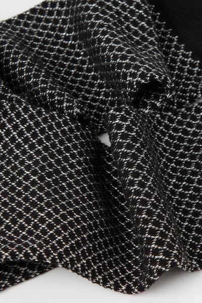Black Glitter Diamond-Patterned Long Socks, 5501_9917, large image number 2