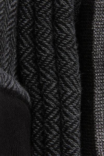Black Glitter Herringbone-Patterned Long Socks, , large image number 1