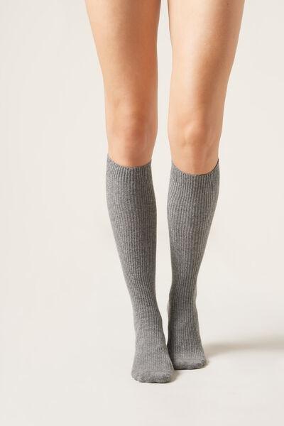 GREY BLEND CASHMERE Long Socks with Cashmere, 5501_197D, large image number 0