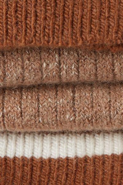 Beige Ribbed Wool Long Socks, , large image number 2