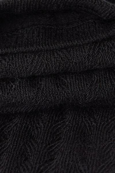 Black Openwork Mid-Calf Socks, , large image number 2