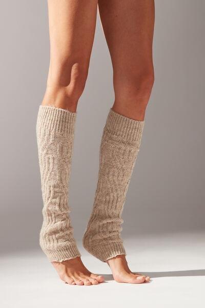 Natural Print Geometric Design Leg Warmers, , large image number 0