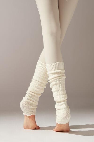 Cream Cashmere Braid Geometric Leg Warmers, 5501_9886, large image number 1