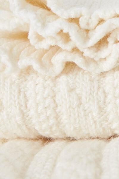 Cream Cashmere Braid Geometric Leg Warmers, 5501_9886, large image number 2