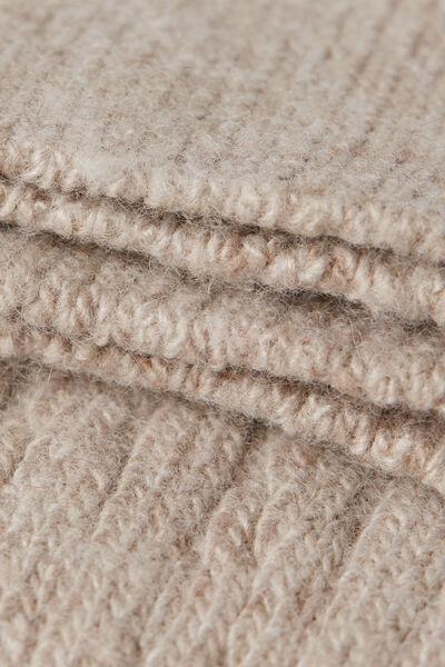 Beige Cable-Knit Cashmere Over-The-Knee Socks, , large image number 2