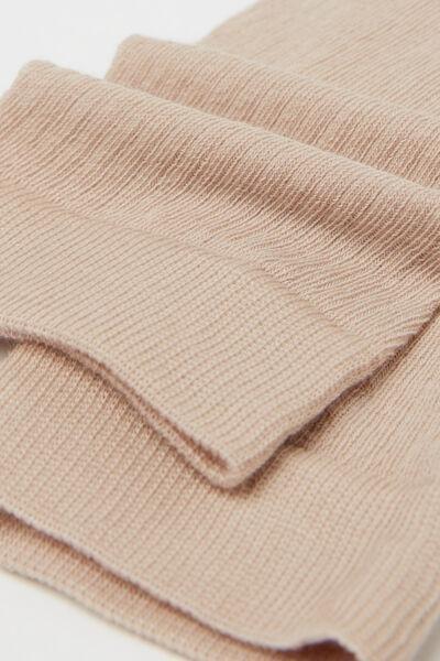 Beige Ribbed Long Socks, 5501_172D, large image number 1