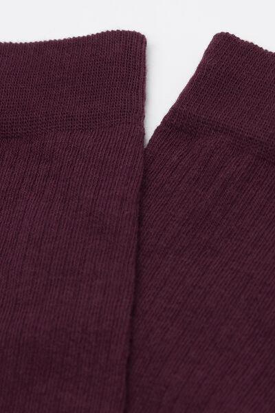 Burgundy Ribbed Long Socks, 5501_174D, large image number 2