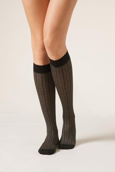 Black Long Cotton Socks, 5501_019, large image number 0