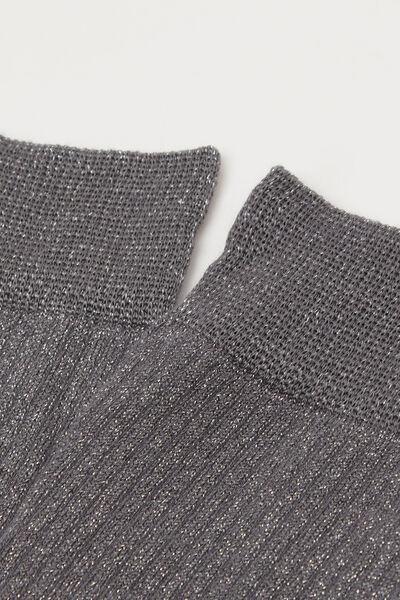 Grey Glitter Ribbed Long Socks, 5501_256D, large image number 2