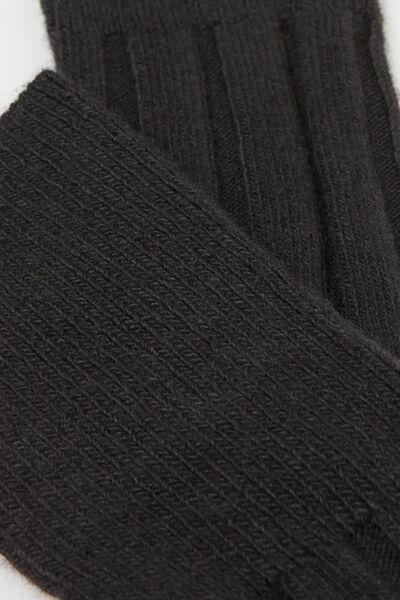 Black Cashmere Patterned Over-The-Knee Socks, 5501_191D, large image number 1