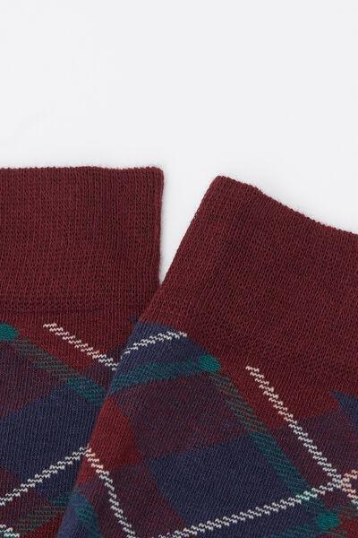 Red Tartan Long Patterned Socks, 5501_517D, large image number 1