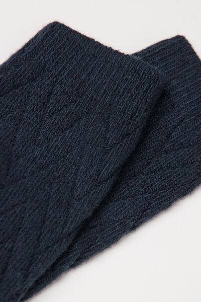 Navy Chevron Long Cashmere Socks, 5501_183D, large image number 1