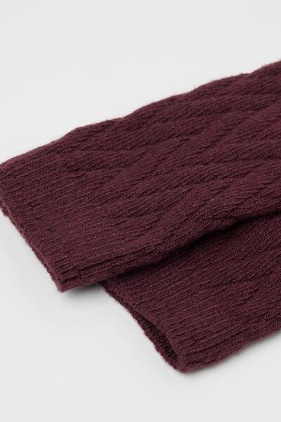 Burgundy Cashmere Chevron Long Socks, 5501_184D, medium