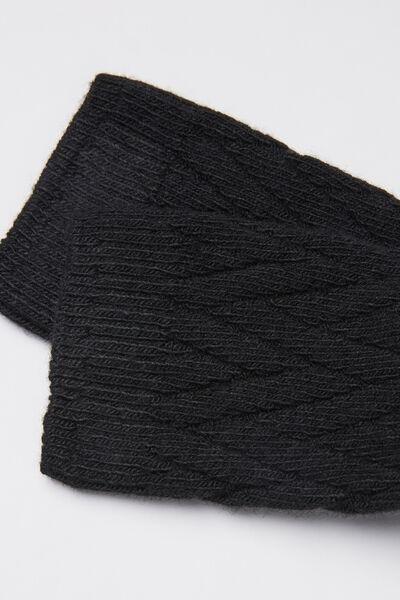 Black Chevron Long Cashmere Socks, 5501_203D, medium