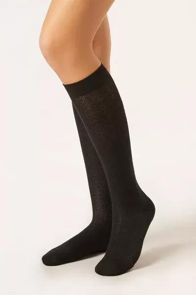 Black Chain Long Cashmere Socks, 5501_203D, large image number 1
