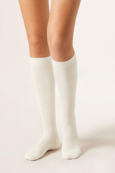 White Chain Long Cashmere Socks, 5501_484D, large image number 0