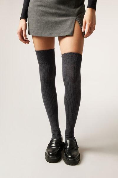 Grey Ribbed Cotton Longuette, 5501_522D, medium
