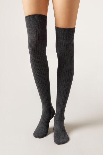 Grey Ribbed Cotton Longuette, 5501_522D, large image number 1