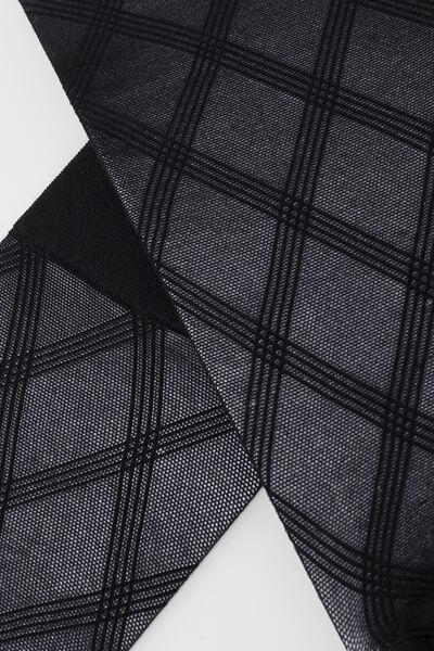 Black Eco Diamond-Patterned Mesh Knee-Highs Socks, 5501_5175, large image number 1