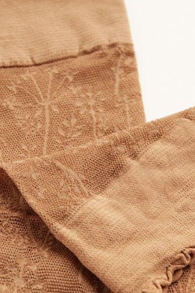 Beige Floral-Patterned Mesh Hold-Ups Socks, 5501_5179, large image number 1