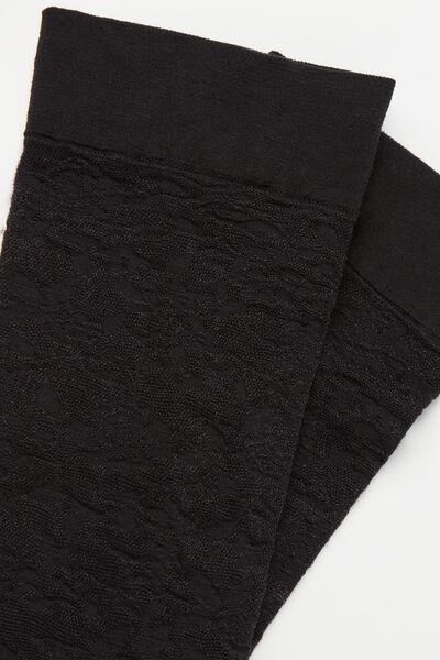 Black Floral Lace Knee-High Socks, 5501_4268, large image number 2