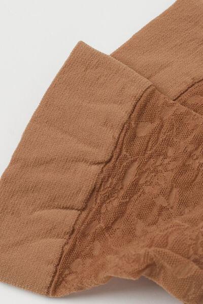 Beige Floral Lace Knee-High Socks, 5501_5454, large image number 1
