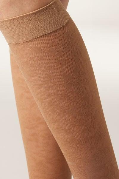 NUDE FLORAL Lace Knee-High Socks, 5501_5454, medium