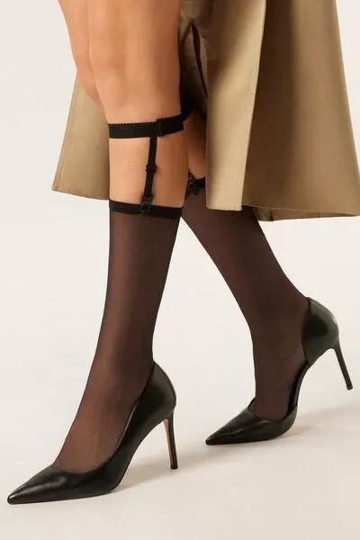 20 Denier Sheer Knee-High Socks, Black, 5501_103F, large image number 1