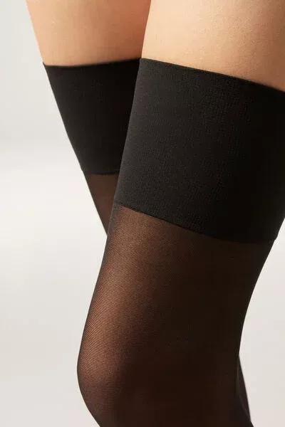 30 Denier Sheer Over-The-Knee Socks, Black, Black, large image number 3