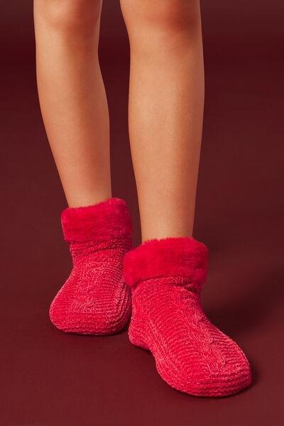 Red Christmas Non-Slip Soft Yarn Socks, 5501_540D, large image number 1