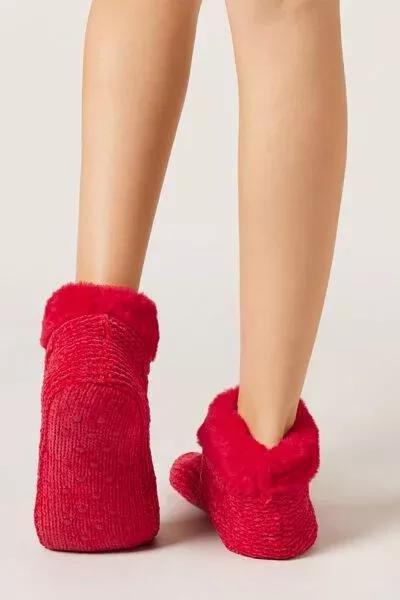 Red Christmas Non-Slip Soft Yarn Socks, 5501_540D, large image number 2