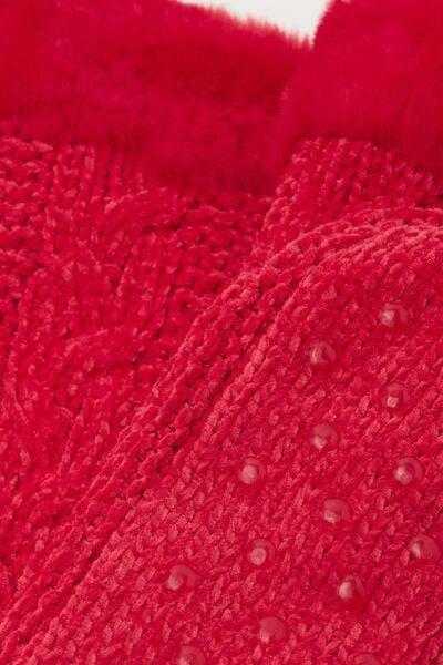 Red Christmas Non-Slip Soft Yarn Socks, 5501_540D, large image number 3
