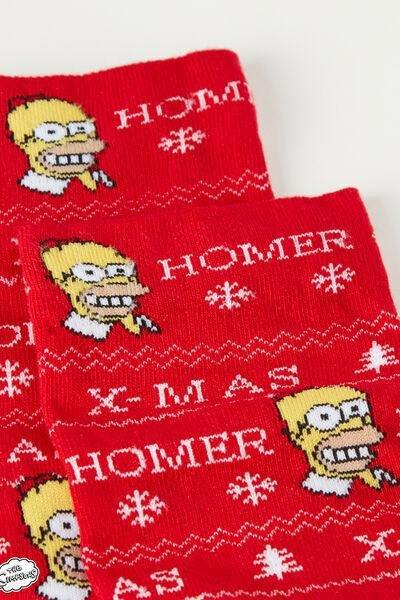 Red The Simpsons Christmas Print Non-Slip Socks, 5501_9936, large image number 1