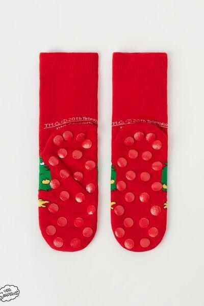 Red The Simpsons Christmas Print Non-Slip Socks, 5501_9950, large image number 2