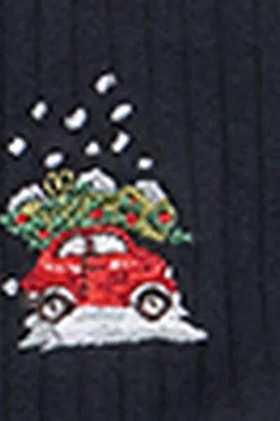 Navy Christmas Car Patterned Cotton Socks, 5501_560D, large image number 1