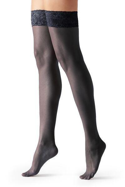 20 Denier Lace-Trimmed Stockings, Blue, , large image number 4