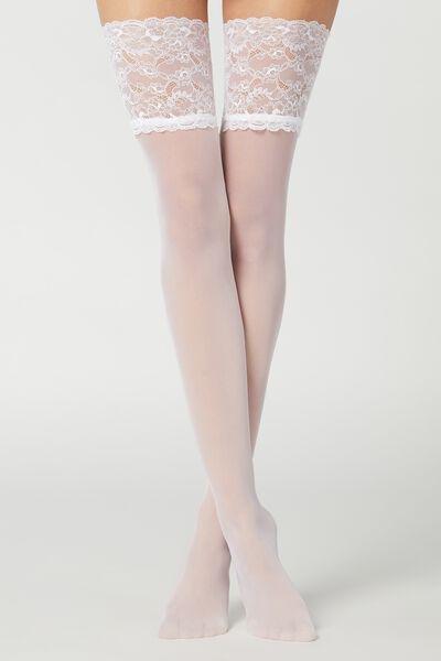 White 20 Denier Opaque Hold-Ups, , large image number 0
