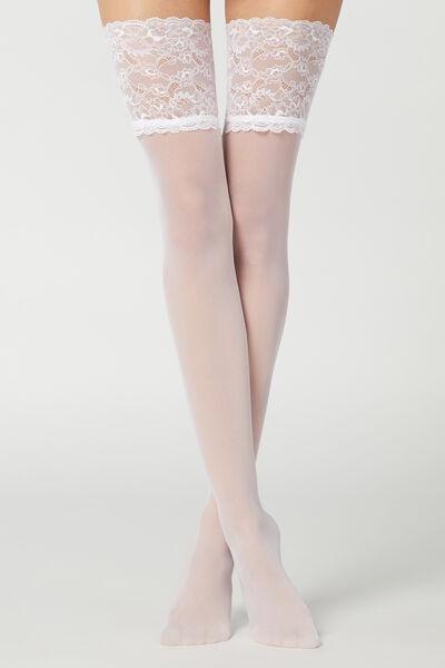 White 20 Denier Opaque Hold-Ups, , large image number 3