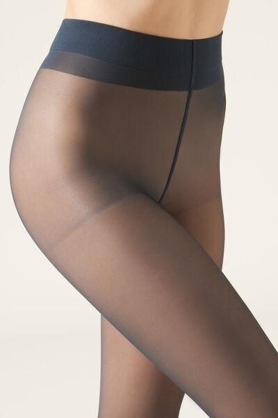 كولون أزرق 30 denier بقصّة ش"ا"ة مع كنزة تحكم ، للنساء, Blue, large image number 3