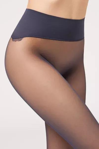 20 Denier Seamless Matte Sheer Tights, Navy, Blue, large image number 6