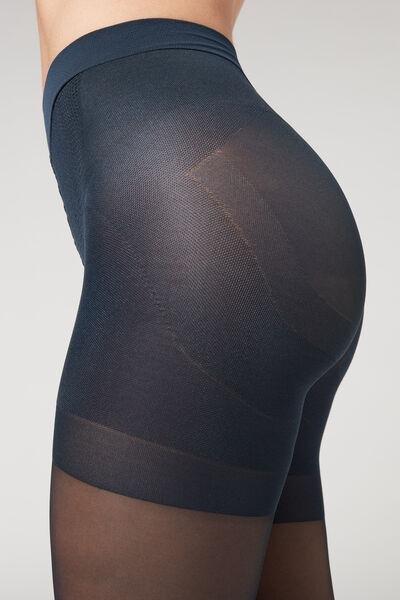 NAVY 30 Denier Total Shaper Sheer Tights, Blue, large image number 3