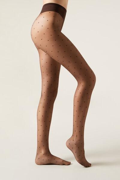 Sheer Christmas Tights, Brown, , large image number 1