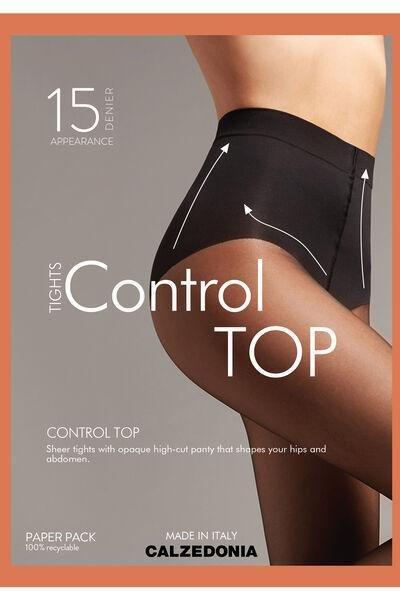 15 Denier Control Top Tights, Nude 6 - Caramel, , large image number 2