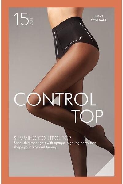 15 Denier Control Top Tights, Beige, , large image number 2
