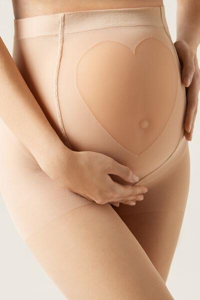 Nude 1 - Sand Velour Heart 20 Denier Sheer Maternity Tights, Sand, large image number 3