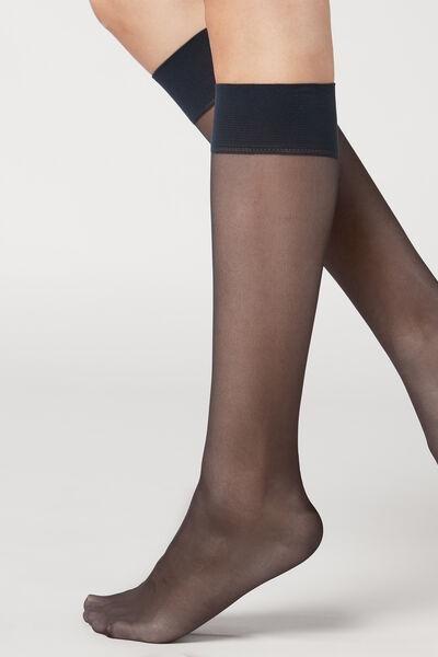 Calzedonia - Blue 20 Denier Comfort Cuff Knee-Highs - One-Size