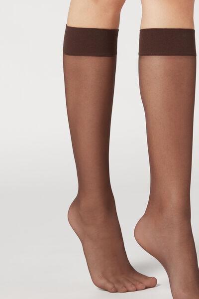 Calzedonia - Mocha 20 Denier Comfort Cuff Knee-Highs - One-Size